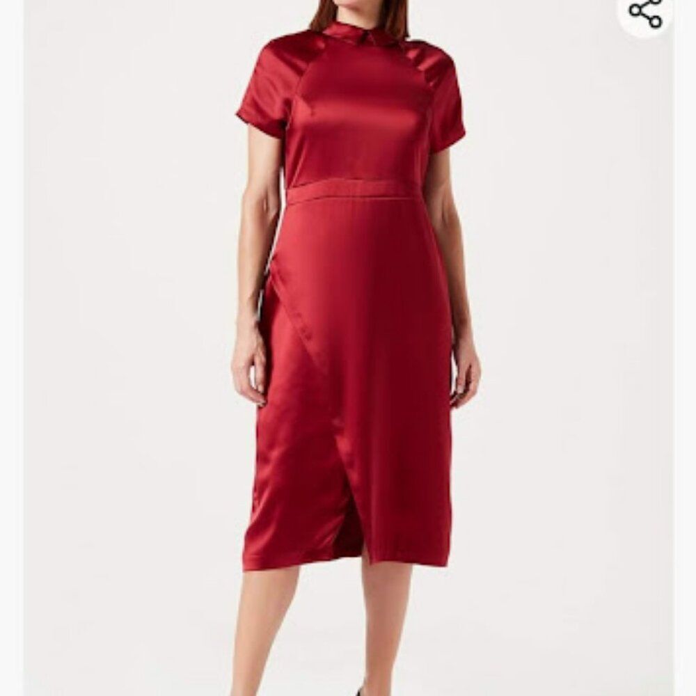 Making the Cut Season 3 Standard Short Sleeve Collared Wrap Dress Red Size L - Picture 1 of 9